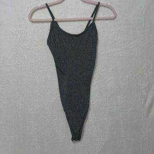 Grey, size Medium, crisscross back bodysuit